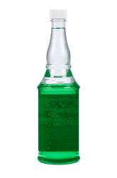 Jeris Hair Tonic with oil rear view, displaying the translucent green bottle and its classic barber-style aesthetic.